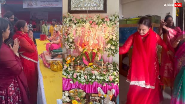 devoleena bhattacharjee dance with husband Shanwaz Shaikh on ganesh visarjan watch video गणेश विसर्जन में जमकर नाचे देवोलीना के मुस्लिम पति शाहनवाज, प्रेग्नेंट एक्ट्रेस ने भी डांस कर दी बप्पा को विदाई, देखें वीडियो